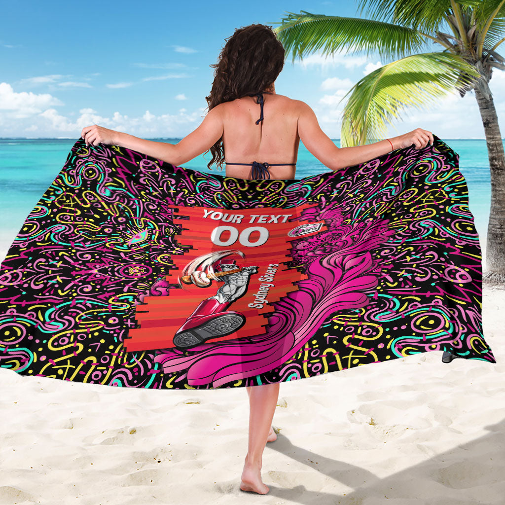 Personalized Sydney Sixers Cricket Sarong Hippie Psychedelic Pattern Vibrant Mandala Art Style