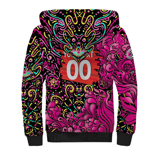 Personalized Sydney Sixers Cricket Sherpa Hoodie Hippie Psychedelic Pattern Vibrant Mandala Art Style