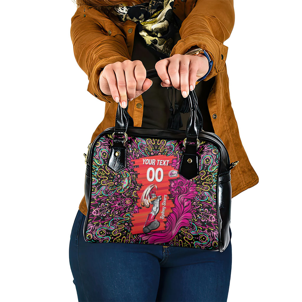 Personalized Sydney Sixers Cricket Shoulder Handbag Hippie Psychedelic Pattern Vibrant Mandala Art Style
