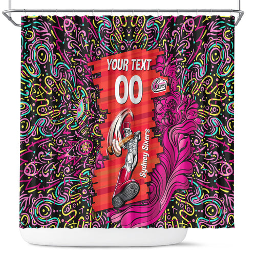 Personalized Sydney Sixers Cricket Shower Curtain Hippie Psychedelic Pattern Vibrant Mandala Art Style