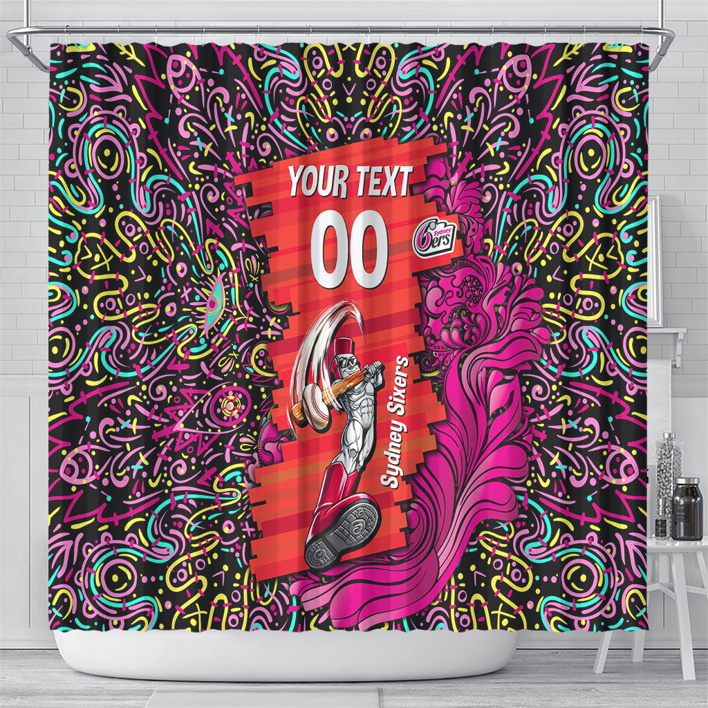 Personalized Sydney Sixers Cricket Shower Curtain Hippie Psychedelic Pattern Vibrant Mandala Art Style