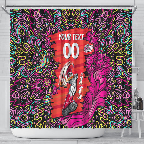 Personalized Sydney Sixers Cricket Shower Curtain Hippie Psychedelic Pattern Vibrant Mandala Art Style