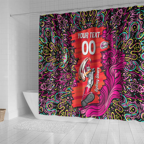 Personalized Sydney Sixers Cricket Shower Curtain Hippie Psychedelic Pattern Vibrant Mandala Art Style