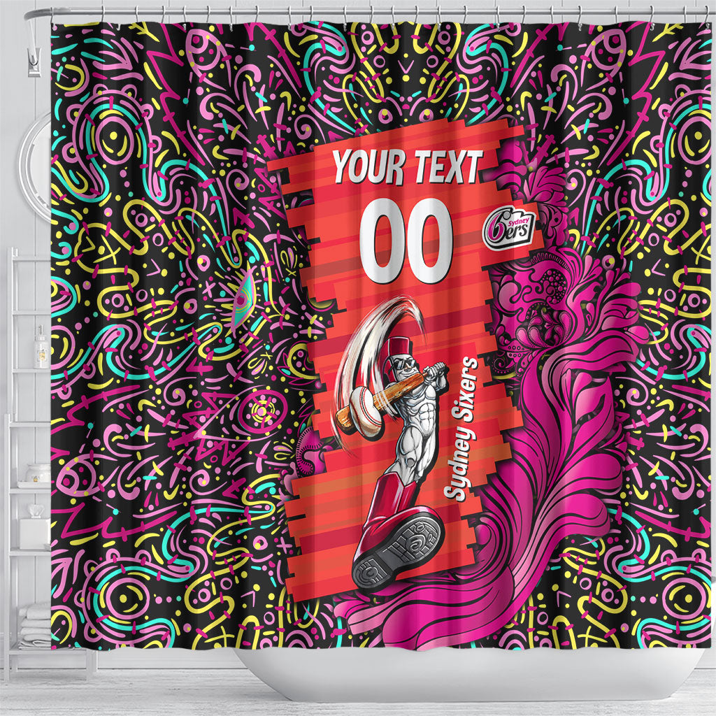 Personalized Sydney Sixers Cricket Shower Curtain Hippie Psychedelic Pattern Vibrant Mandala Art Style