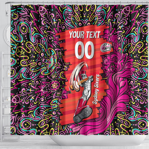 Personalized Sydney Sixers Cricket Shower Curtain Hippie Psychedelic Pattern Vibrant Mandala Art Style