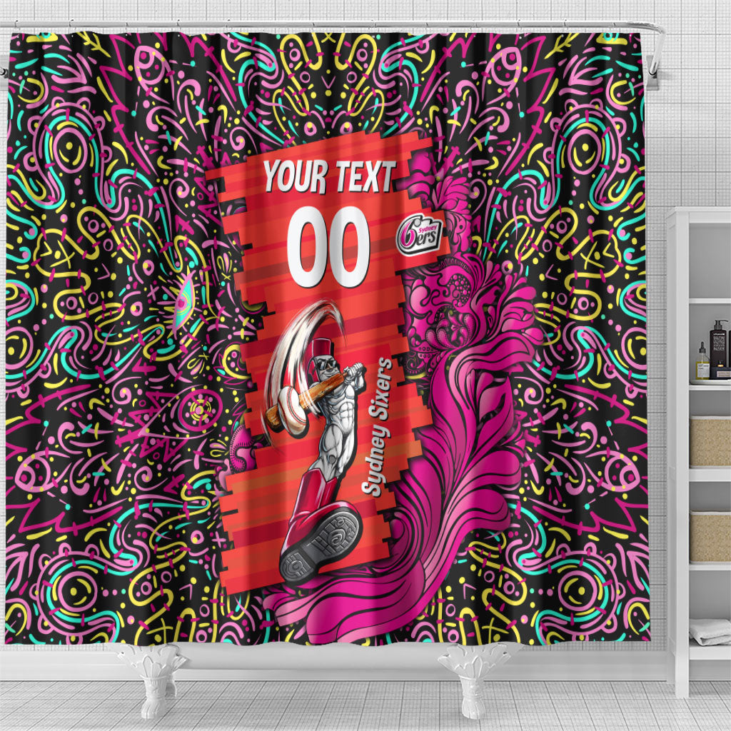 Personalized Sydney Sixers Cricket Shower Curtain Hippie Psychedelic Pattern Vibrant Mandala Art Style