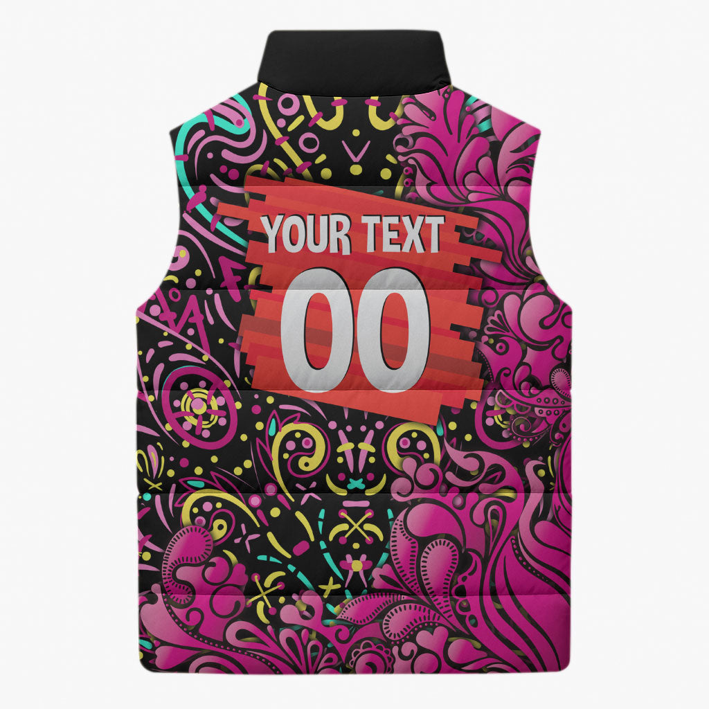 Personalized Sydney Sixers Cricket Sleeveless Puffer Jacket Hippie Psychedelic Pattern Vibrant Mandala Art Style