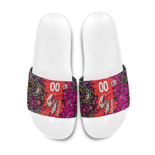 Personalized Sydney Sixers Cricket Slide Sandals Hippie Psychedelic Pattern Vibrant Mandala Art Style