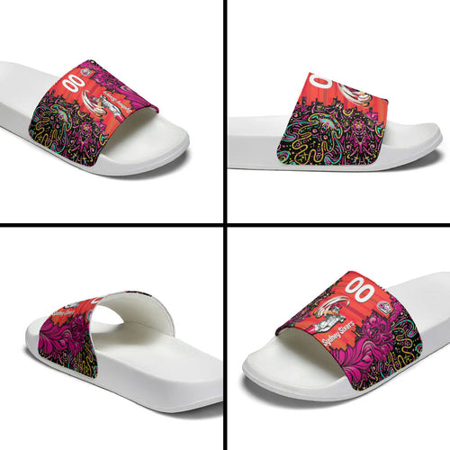 Personalized Sydney Sixers Cricket Slide Sandals Hippie Psychedelic Pattern Vibrant Mandala Art Style