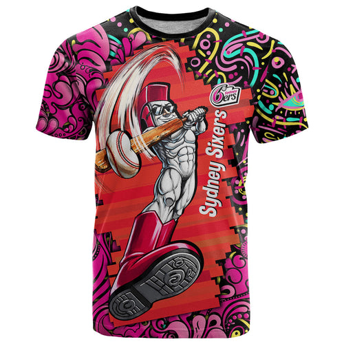 Personalized Sydney Sixers Cricket T Shirt Hippie Psychedelic Pattern Vibrant Mandala Art Style