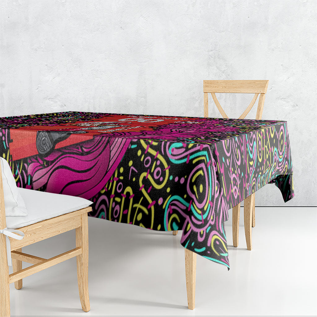 Personalized Sydney Sixers Cricket Tablecloth Hippie Psychedelic Pattern Vibrant Mandala Art Style