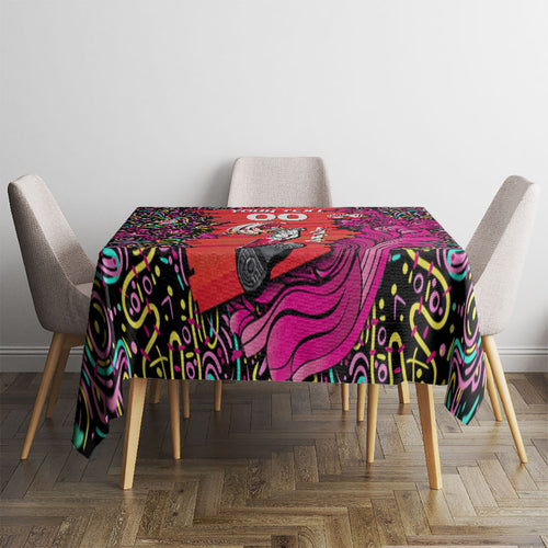 Personalized Sydney Sixers Cricket Tablecloth Hippie Psychedelic Pattern Vibrant Mandala Art Style