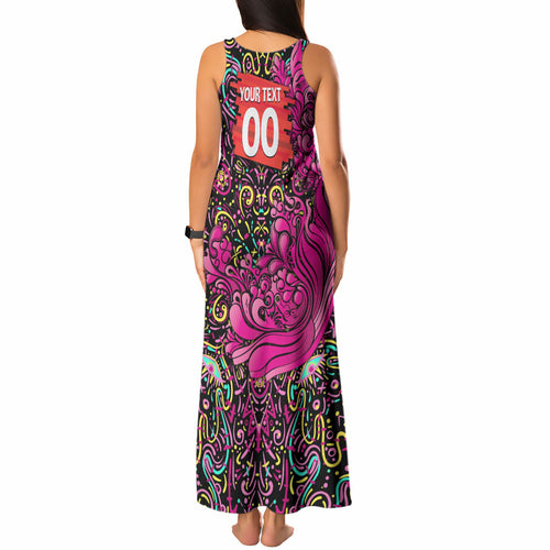 Personalized Sydney Sixers Cricket Tank Maxi Dress Hippie Psychedelic Pattern Vibrant Mandala Art Style