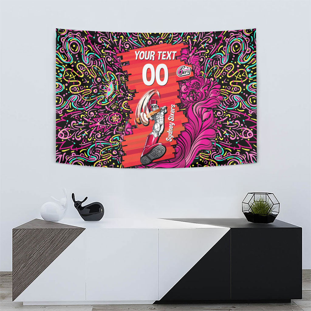 Personalized Sydney Sixers Cricket Tapestry Hippie Psychedelic Pattern Vibrant Mandala Art Style