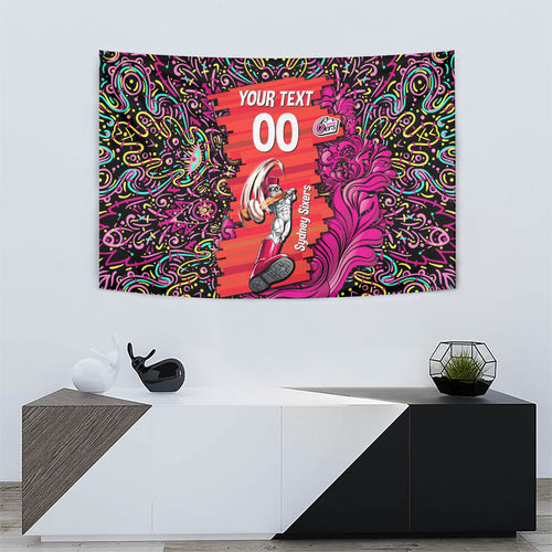 Personalized Sydney Sixers Cricket Tapestry Hippie Psychedelic Pattern Vibrant Mandala Art Style