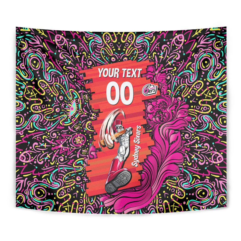 Personalized Sydney Sixers Cricket Tapestry Hippie Psychedelic Pattern Vibrant Mandala Art Style