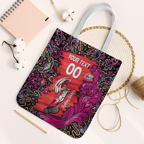 Personalized Sydney Sixers Cricket Tote Bag Hippie Psychedelic Pattern Vibrant Mandala Art Style