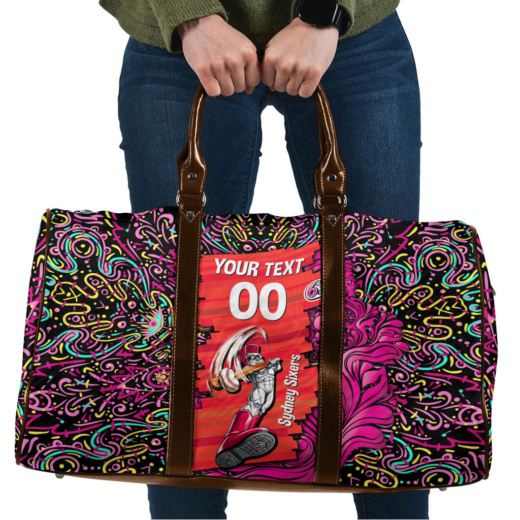 Personalized Sydney Sixers Cricket Travel Bag Hippie Psychedelic Pattern Vibrant Mandala Art Style