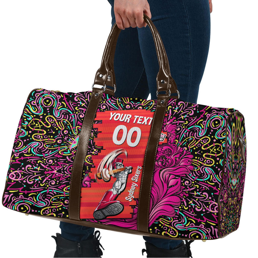 Personalized Sydney Sixers Cricket Travel Bag Hippie Psychedelic Pattern Vibrant Mandala Art Style