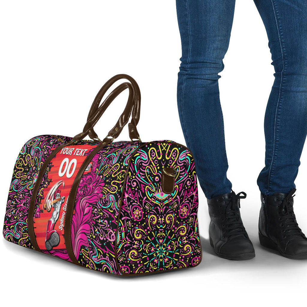 Personalized Sydney Sixers Cricket Travel Bag Hippie Psychedelic Pattern Vibrant Mandala Art Style