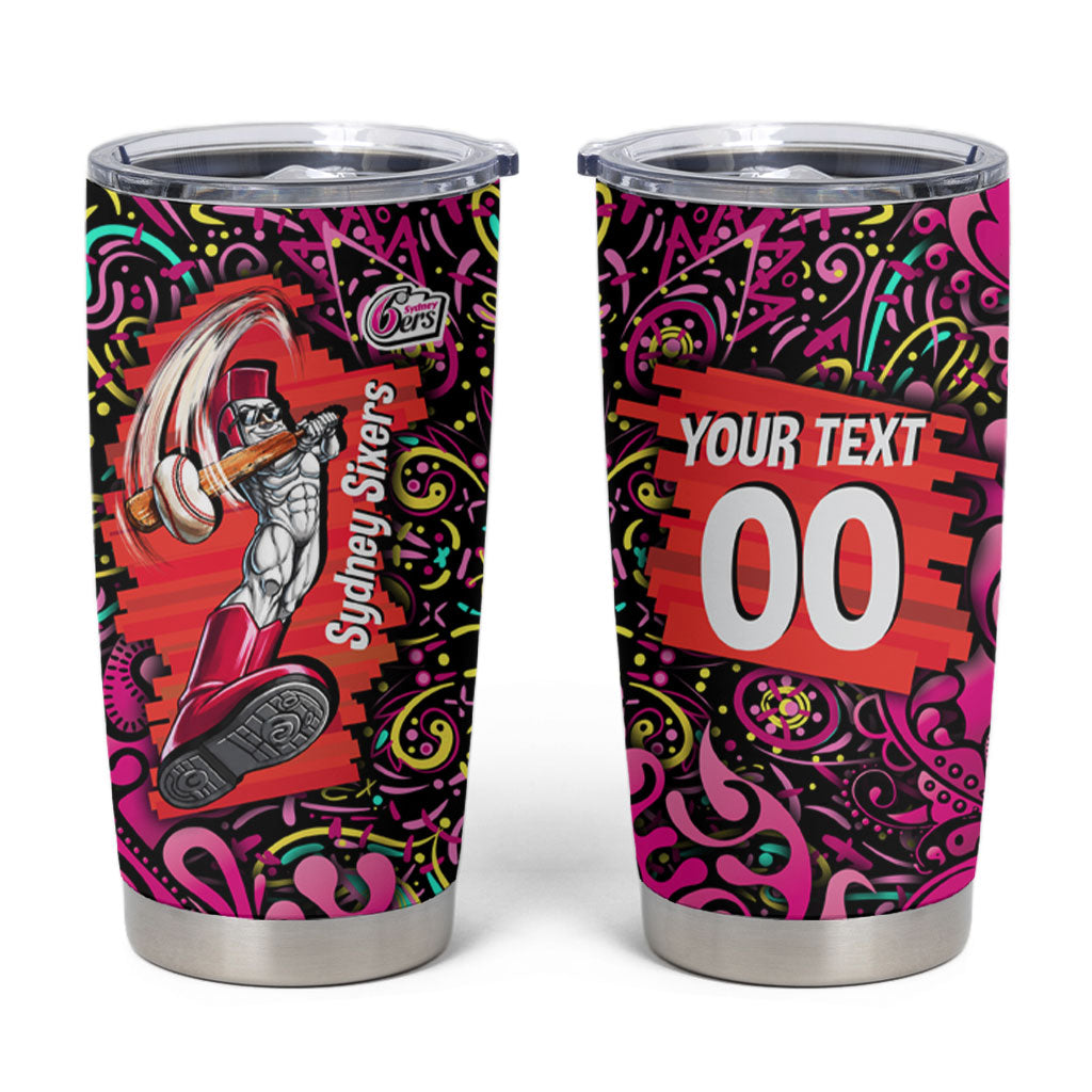 Personalized Sydney Sixers Cricket Tumbler Cup Hippie Psychedelic Pattern Vibrant Mandala Art Style