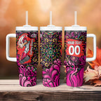Personalized Sydney Sixers Cricket Tumbler With Handle Hippie Psychedelic Pattern Vibrant Mandala Art Style