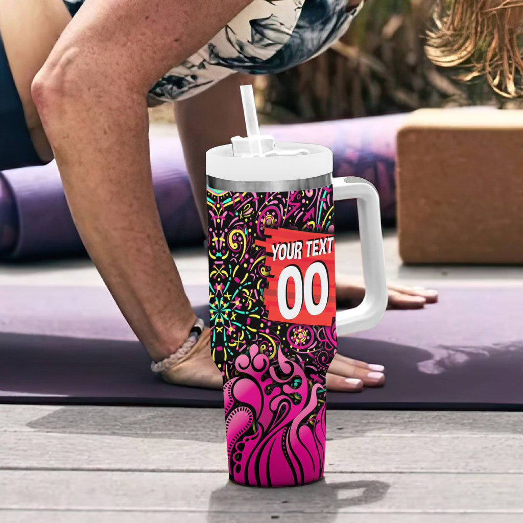 Personalized Sydney Sixers Cricket Tumbler With Handle Hippie Psychedelic Pattern Vibrant Mandala Art Style