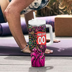 Personalized Sydney Sixers Cricket Tumbler With Handle Hippie Psychedelic Pattern Vibrant Mandala Art Style