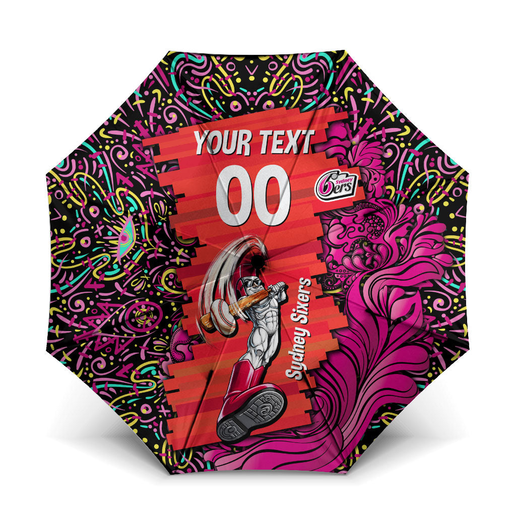 Personalized Sydney Sixers Cricket Umbrella Hippie Psychedelic Pattern Vibrant Mandala Art Style