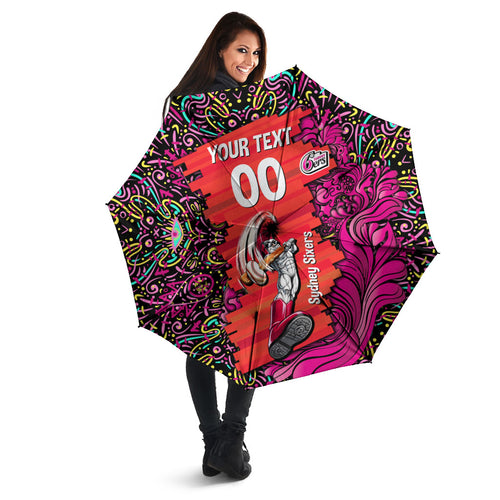 Personalized Sydney Sixers Cricket Umbrella Hippie Psychedelic Pattern Vibrant Mandala Art Style