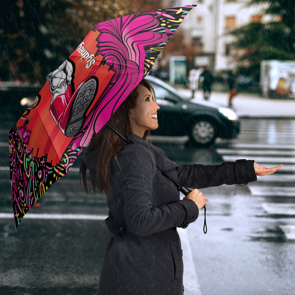 Personalized Sydney Sixers Cricket Umbrella Hippie Psychedelic Pattern Vibrant Mandala Art Style