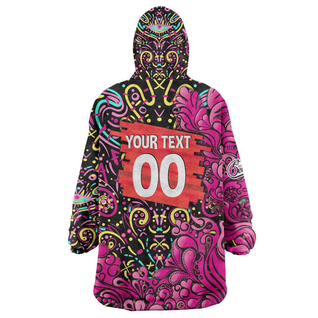 Personalized Sydney Sixers Cricket Wearable Blanket Hoodie Hippie Psychedelic Pattern Vibrant Mandala Art Style