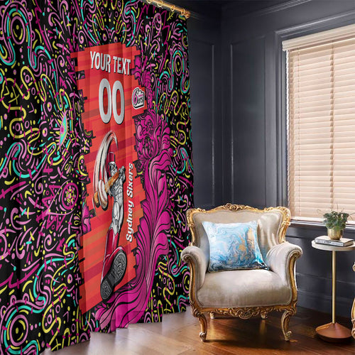Personalized Sydney Sixers Cricket Window Curtain Hippie Psychedelic Pattern Vibrant Mandala Art Style