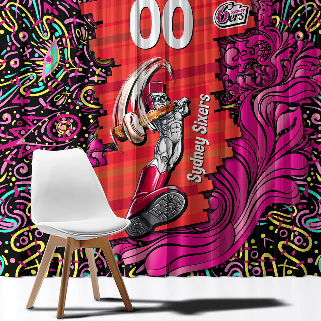 Personalized Sydney Sixers Cricket Window Curtain Hippie Psychedelic Pattern Vibrant Mandala Art Style