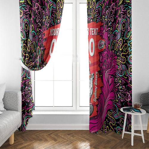 Personalized Sydney Sixers Cricket Window Curtain Hippie Psychedelic Pattern Vibrant Mandala Art Style