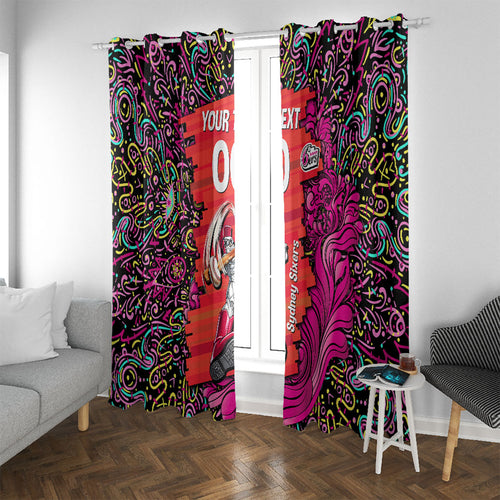 Personalized Sydney Sixers Cricket Window Curtain Hippie Psychedelic Pattern Vibrant Mandala Art Style