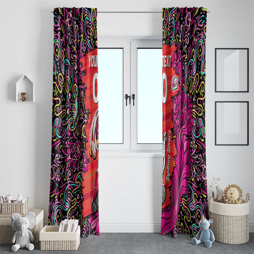 Personalized Sydney Sixers Cricket Window Curtain Hippie Psychedelic Pattern Vibrant Mandala Art Style