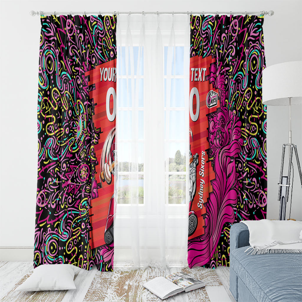 Personalized Sydney Sixers Cricket Window Curtain Hippie Psychedelic Pattern Vibrant Mandala Art Style
