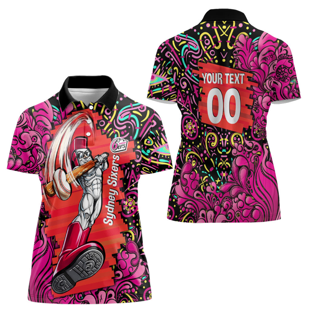 Personalized Sydney Sixers Cricket Women Polo Shirt Hippie Psychedelic Pattern Vibrant Mandala Art Style