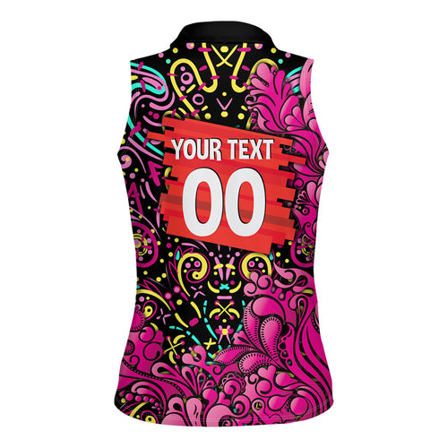Personalized Sydney Sixers Cricket Women Sleeveless Polo Shirt Hippie Psychedelic Pattern Vibrant Mandala Art Style