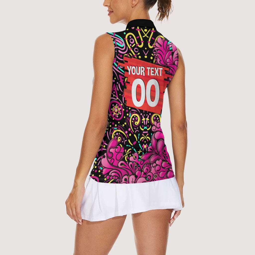 Personalized Sydney Sixers Cricket Women Sleeveless Polo Shirt Hippie Psychedelic Pattern Vibrant Mandala Art Style
