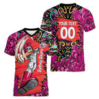 Personalized Sydney Sixers Cricket Women V-Neck T-Shirt Hippie Psychedelic Pattern Vibrant Mandala Art Style