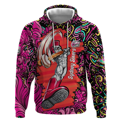 Personalized Sydney Sixers Cricket Zip Hoodie Hippie Psychedelic Pattern Vibrant Mandala Art Style