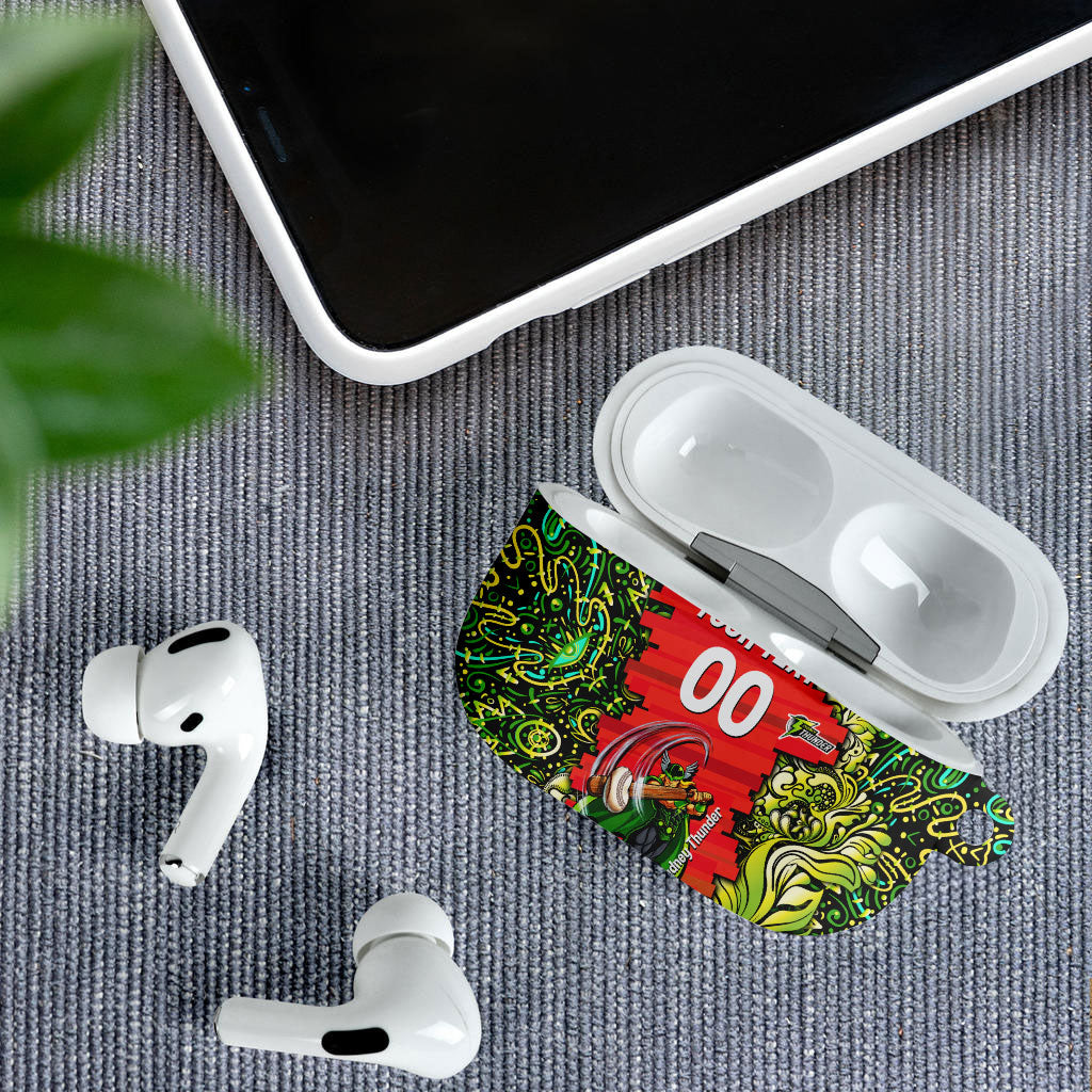 Personalized Sydney Thunder Cricket AirPods Case Hippie Psychedelic Pattern Vibrant Mandala Art Style