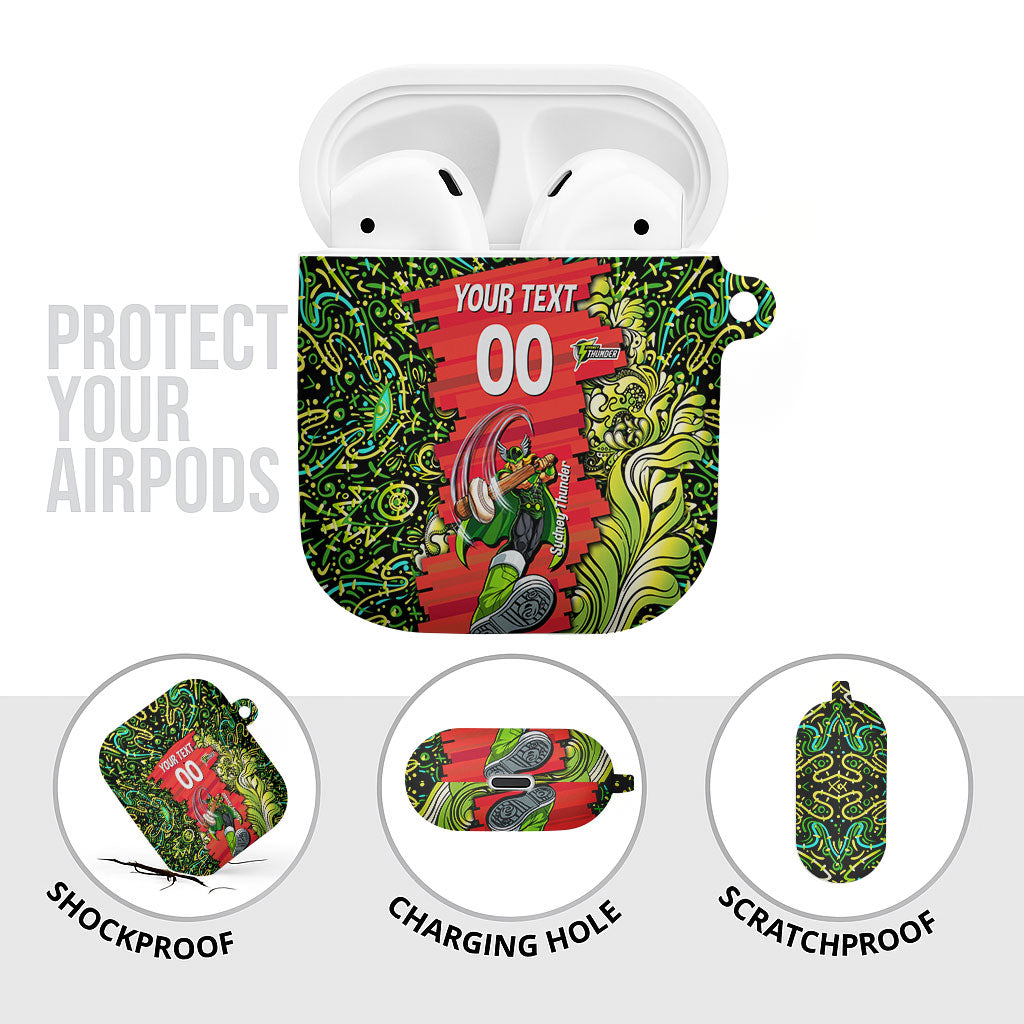 Personalized Sydney Thunder Cricket AirPods Case Hippie Psychedelic Pattern Vibrant Mandala Art Style