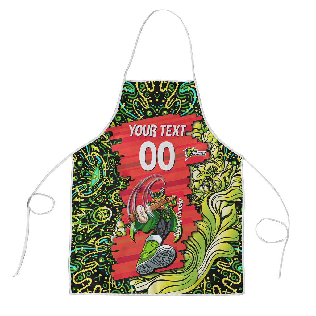 Personalized Sydney Thunder Cricket Apron Hippie Psychedelic Pattern Vibrant Mandala Art Style