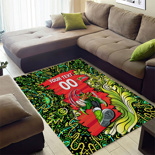 Personalized Sydney Thunder Cricket Area Rug Hippie Psychedelic Pattern Vibrant Mandala Art Style