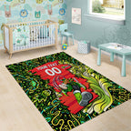 Personalized Sydney Thunder Cricket Area Rug Hippie Psychedelic Pattern Vibrant Mandala Art Style