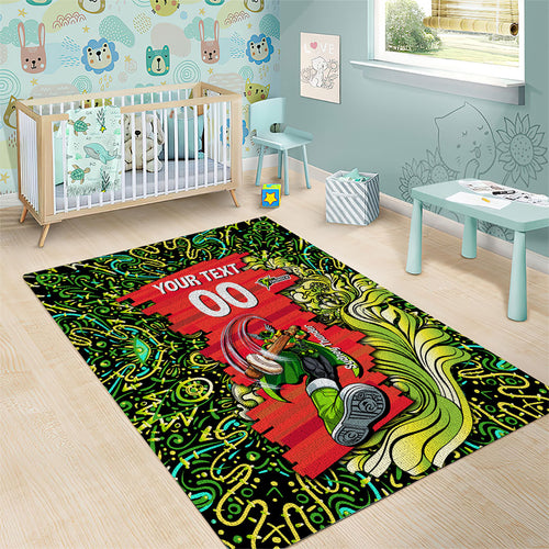 Personalized Sydney Thunder Cricket Area Rug Hippie Psychedelic Pattern Vibrant Mandala Art Style