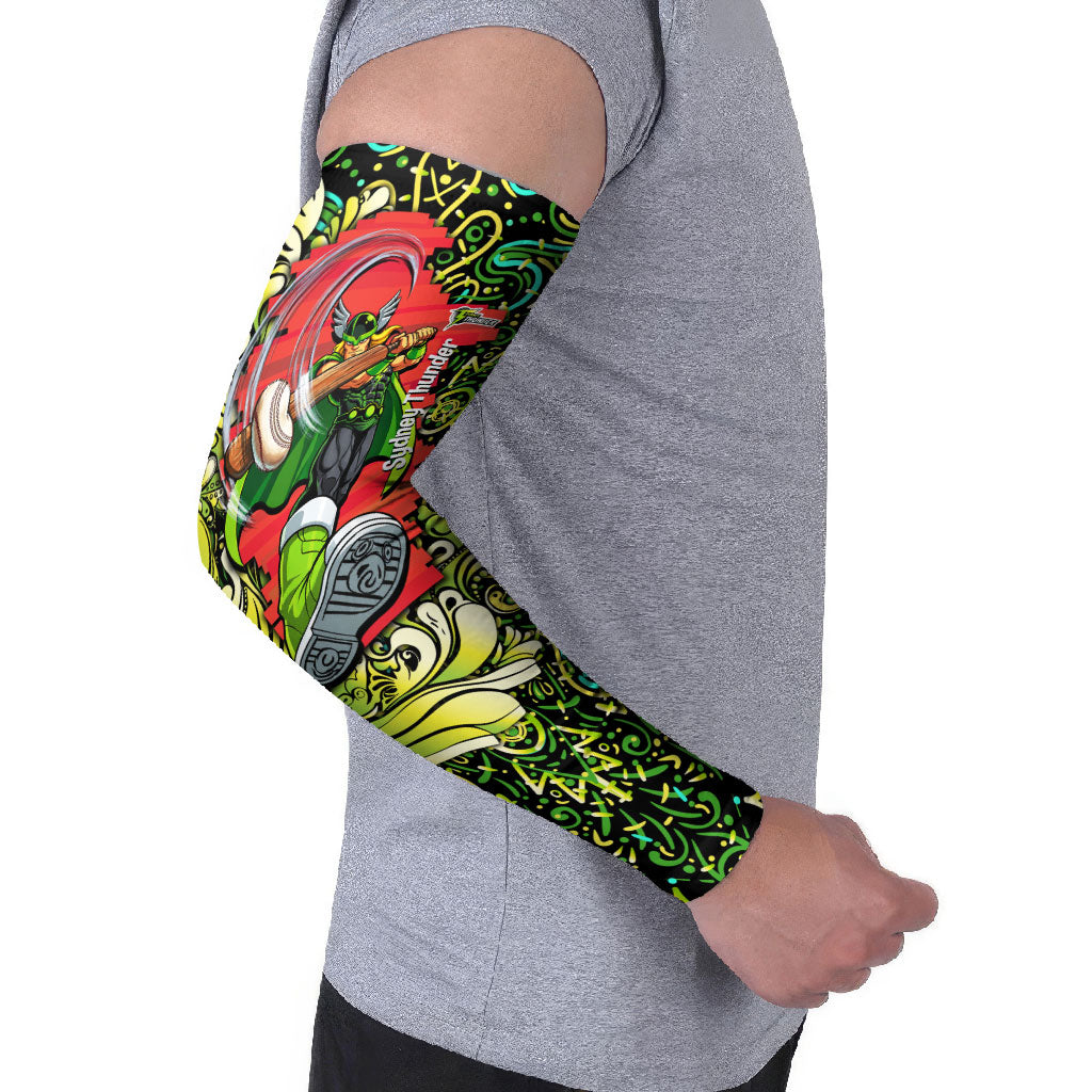 Personalized Sydney Thunder Cricket Arm Sleeves Hippie Psychedelic Pattern Vibrant Mandala Art Style